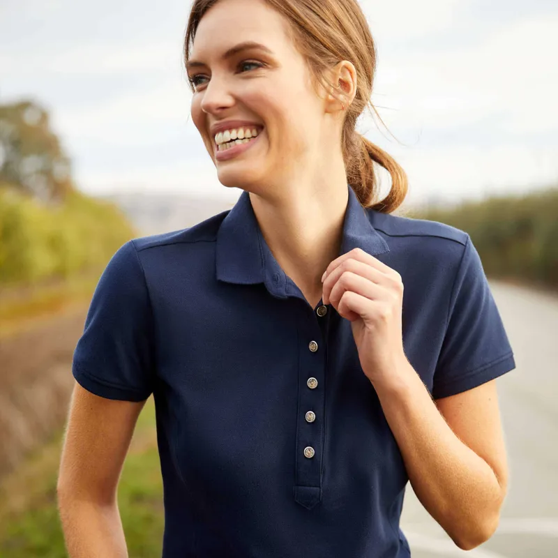 Ariat Ladies Short Sleeve Polo Shirt in Navy-2